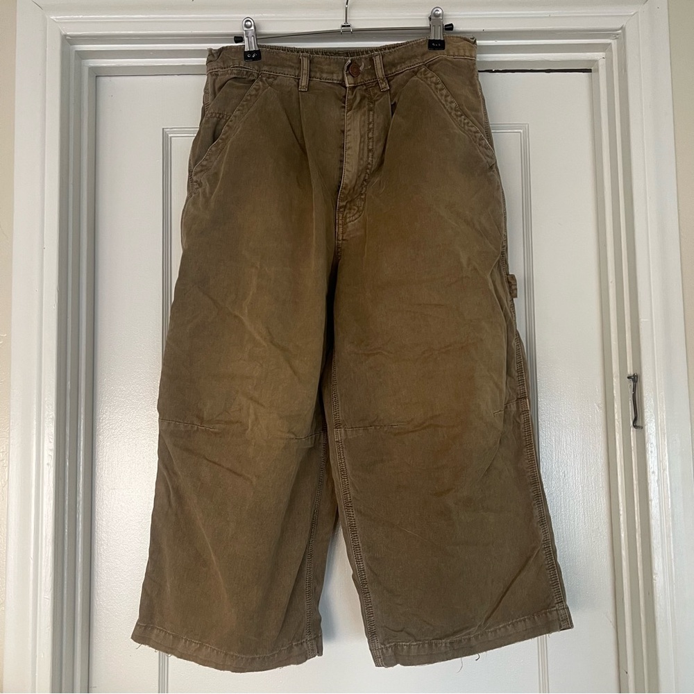 UO BDG Meg Wide Leg Baggy Cropped Cargo Pants Green/Khaki